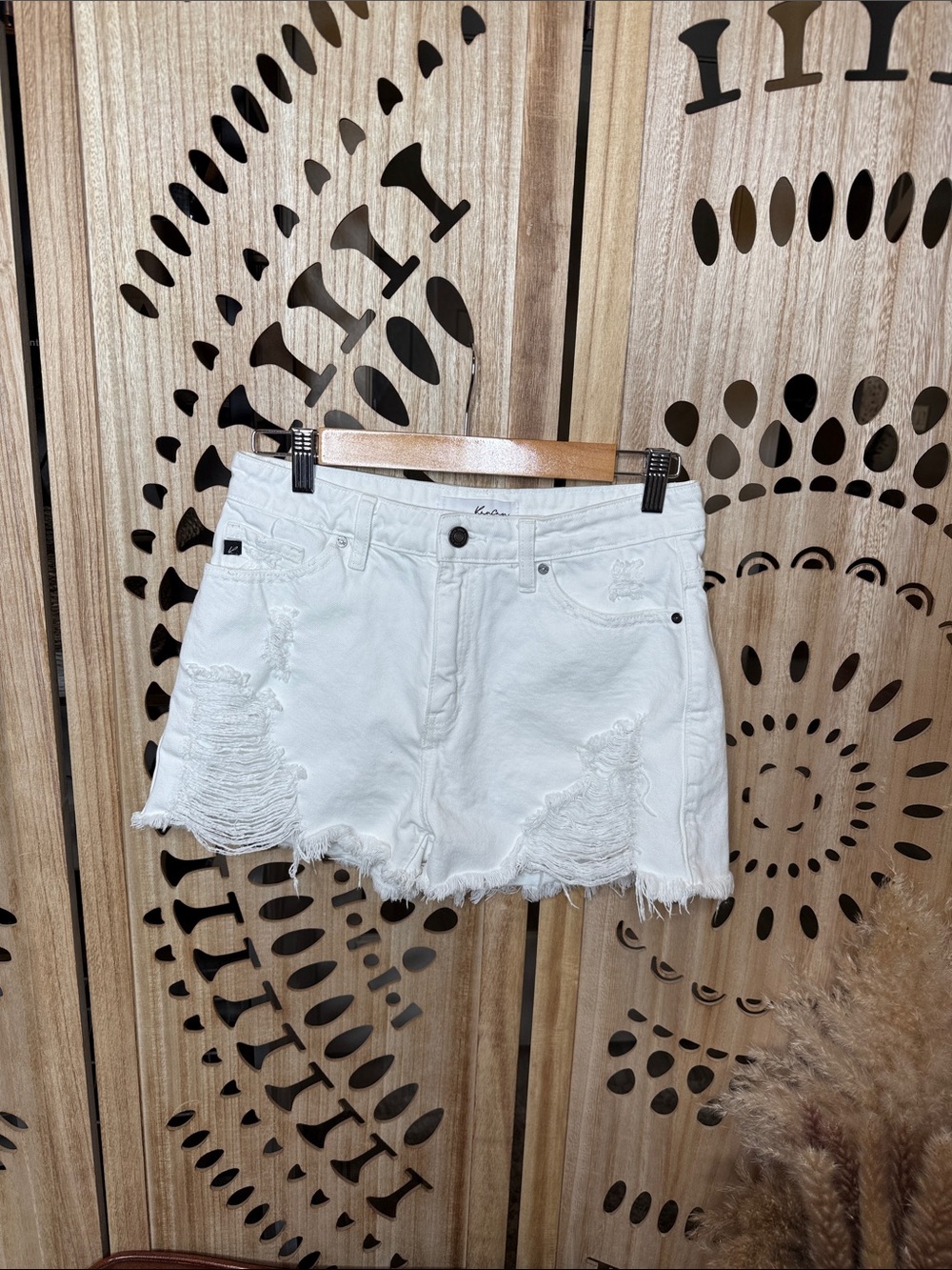 KanCan White Distressed Denim Jean Shorts